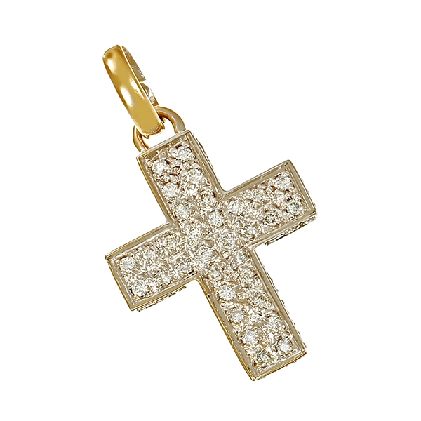 Anhänger, 18K, Gelb-/Weißgold, Brillant, Kreuz