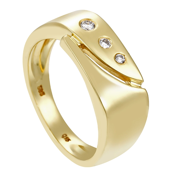 Herrenring, 14K, Gelbgold, Brillanten