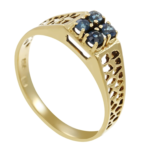 Damenring, 14K, Gelbgold, Saphir