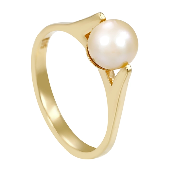 Ring, 14K, Gelbgold, Perle