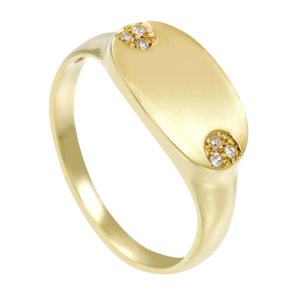 Herrenring, 14K, Gelbgold, Diamanten