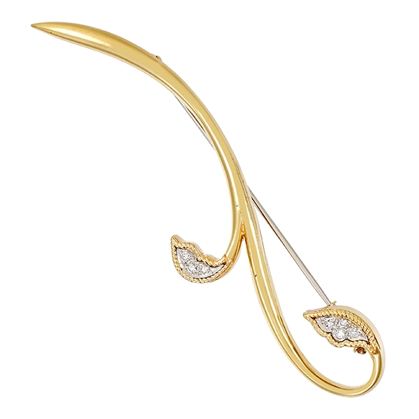 Brosche, 14K, Gelbgold, Diamanten 