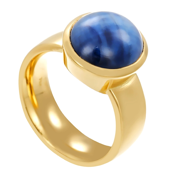 Ring, 14K, Gelbgold, Sternsaphir synthetisch