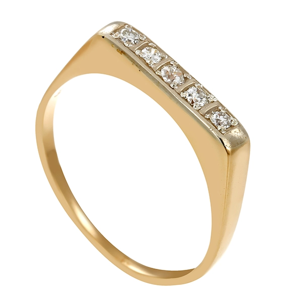 Diamantring, 14K, Gelb-/Weißgold, Diamanten 0,10 ct