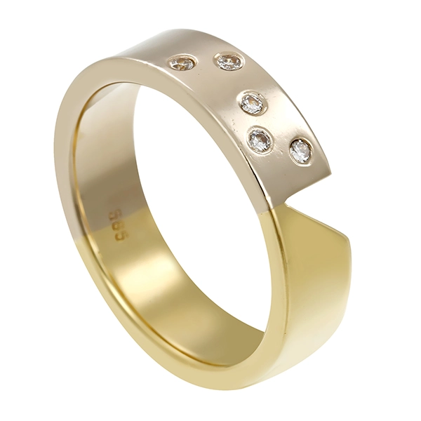 Diamantring, 14K, Gelb-/Weißgold, Brillanten