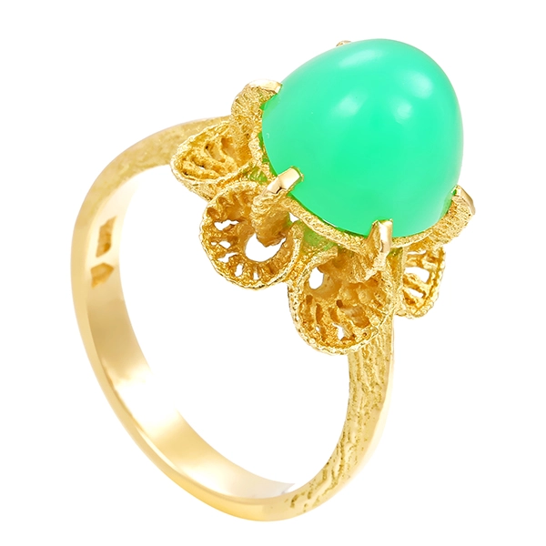 Ring, 18K, Gelbgold, Chrysopras