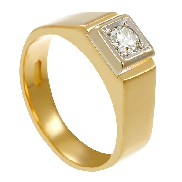 Diamantring, 14K, Gelb-/Weißgold, Brillant 0,20 ct