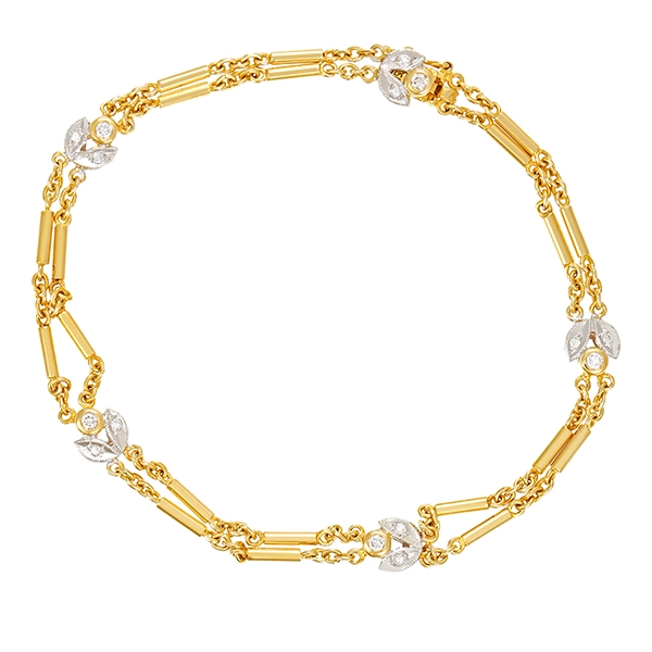 Armband, 18K, Gelb-/Weißgold, Diamanten, Brillanten