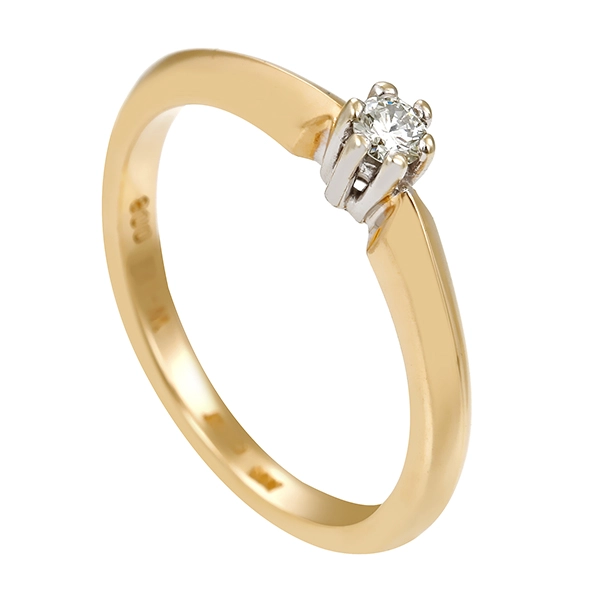 Diamantring, 14K, Gelb-/Weißgold, Brillant