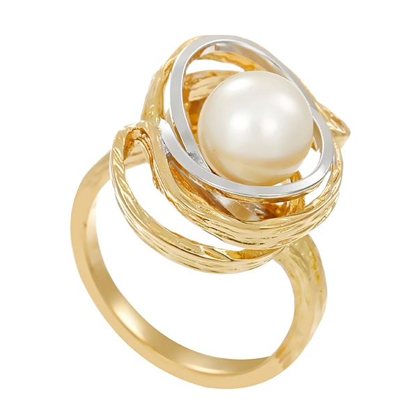 Ring, 18K, Gelb-/Weißgold, Perle