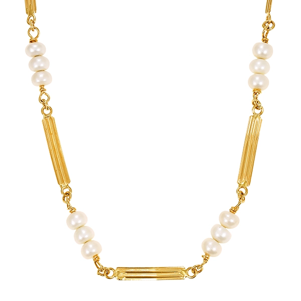 Collier, 18K, Gelbgold, Zuchtperlen