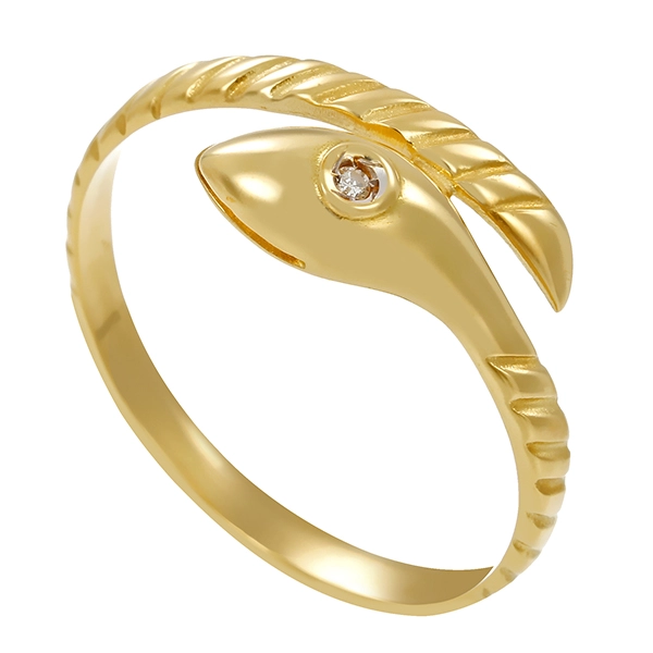 Ring, 18K, Gelbgold, Diamant, Schlange