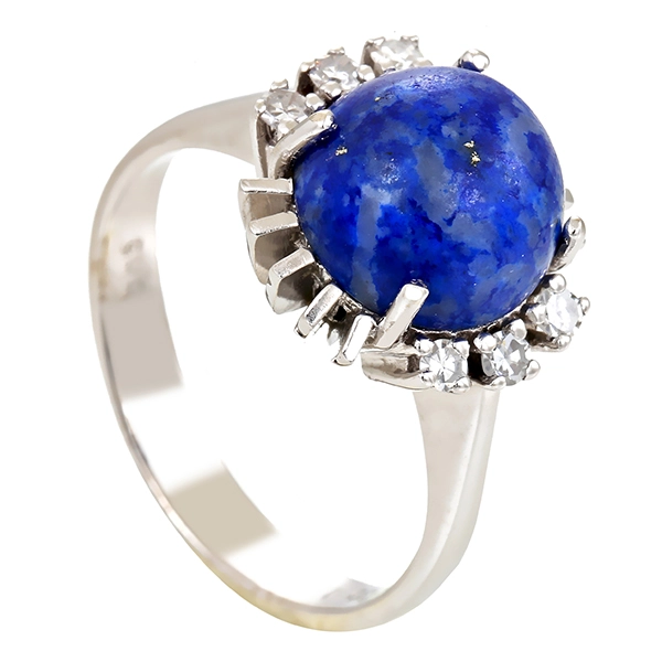 Ring, 14K, Weißgold, Lapis, Diamant