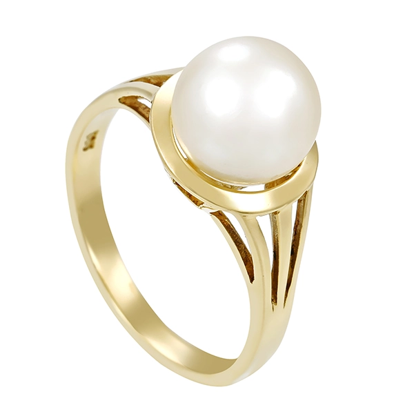 Ring, 14K, Gelbgold, Perle