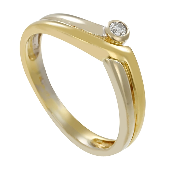 Ring, 14K, Gelb-/Weißgold, Brillant 