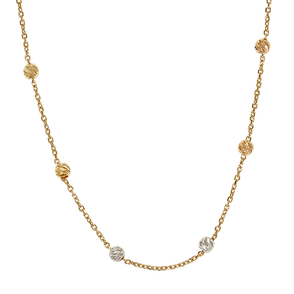 Collier, 18K, Gelb-/Weißgold, Kugeln, L47cm