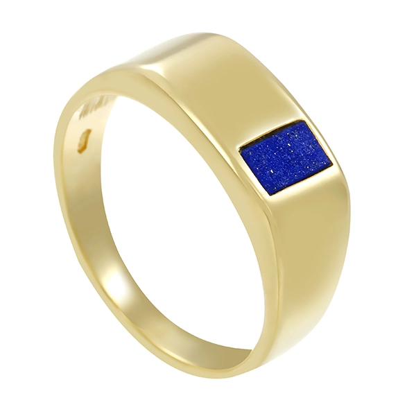 Herrenring, 14K, Gelbgold, Lapis