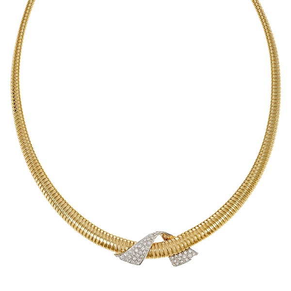 Collier, 14K, Gelb-/Weißgold, Brillanten, Brillanten 0,63 ct