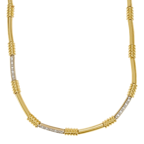 Collier, 18K, Gelb-/Weißgold, Brillanten