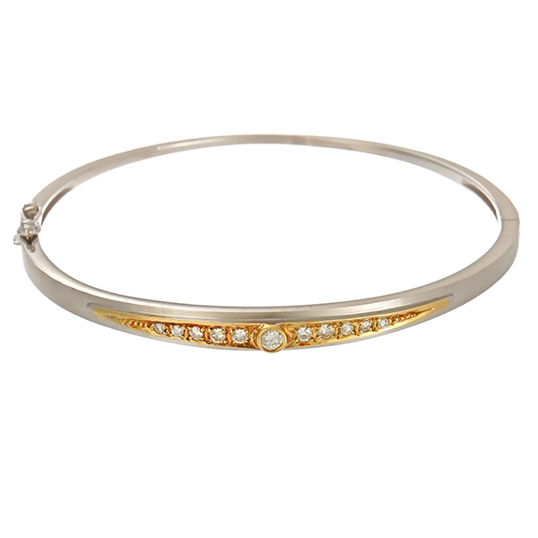 Armreif, 14K, Gelb-/Weißgold, Brillanten 0,25 ct