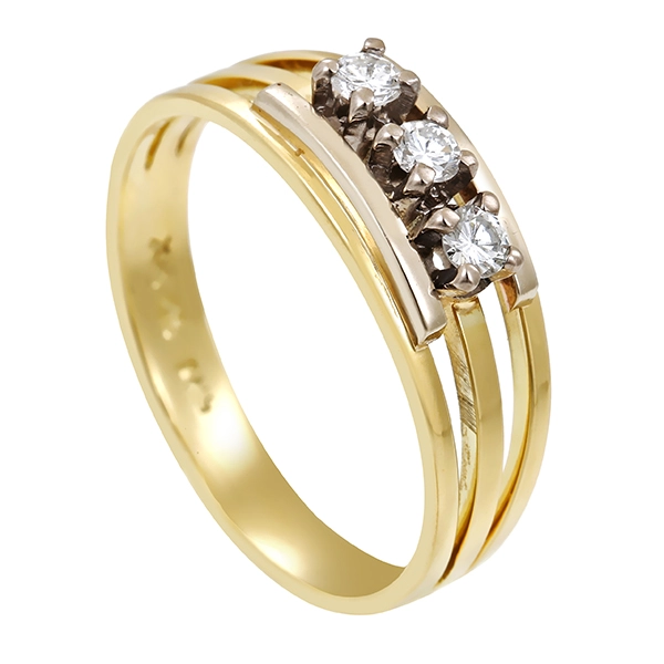 Diamantring, 14K, Gelb-/Weißgold, Brillanten 0,15 ct