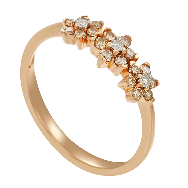 "Diamantring, 14K, Gelbgold, Brillanten, "Blume""