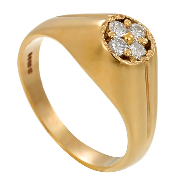 Herrenring, 9K, Gelbgold, Brillanten