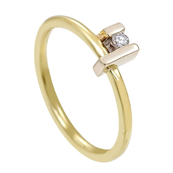 Diamantring, 14K, Gelb-/Weißgold, Brillant