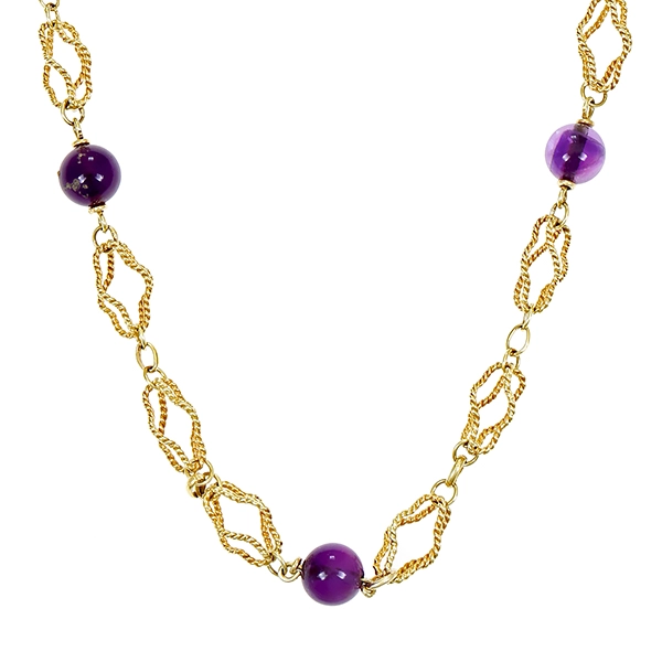 Collier, 14K, Gelbgold, Amethyst