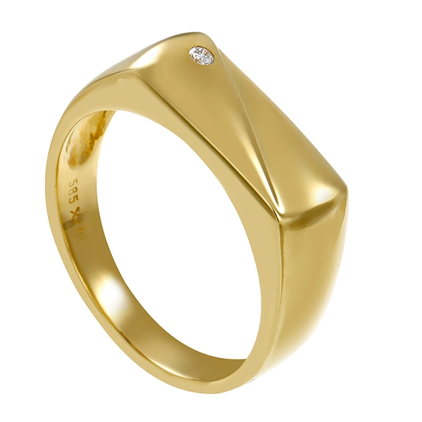 Herrenring, 14K, Gelbgold, Brillant 