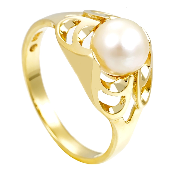 Ring, 14K, Gelbgold, Perle