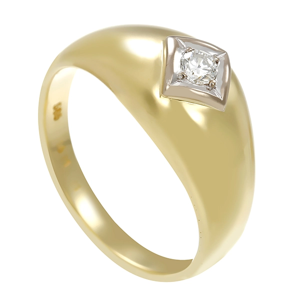 Herrenring, 14K, Gelb-/Weißgold, Brillant