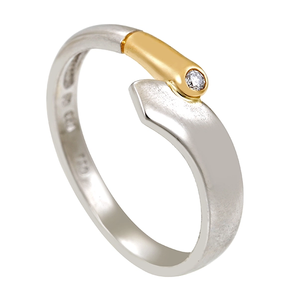 Diamantring, 950Pt, Platin/Gelbgold, Brillant