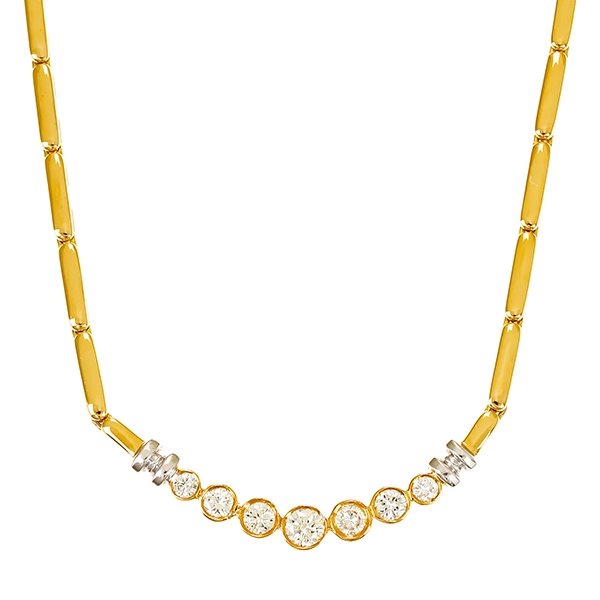 Collier, 18K, Gelb-/Weißgold, Brillanten