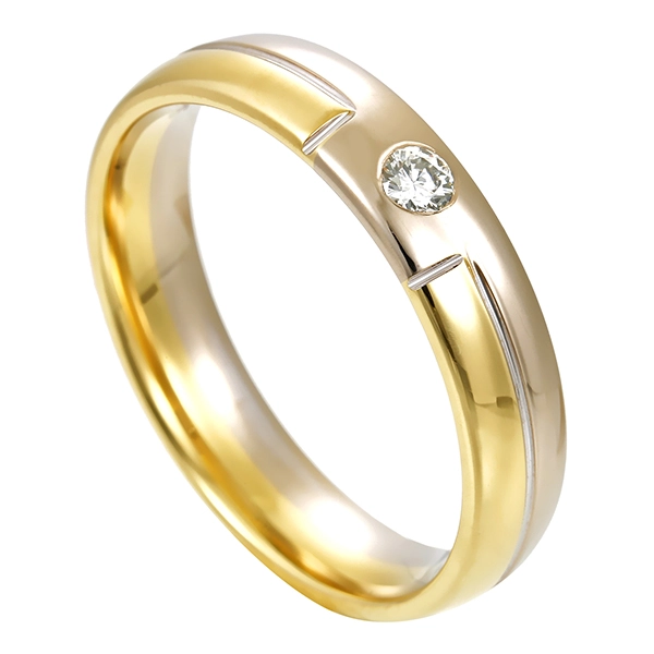 Ring, 14K, Gelb-/Weißgold, Brillant