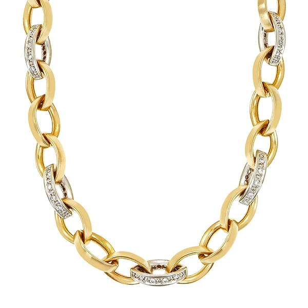 Collier, 14k, Gelb-/Weißgold, Brillant