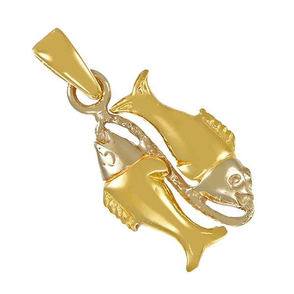 Anhänger, 18K, Gelb-/Weißgold, Fische