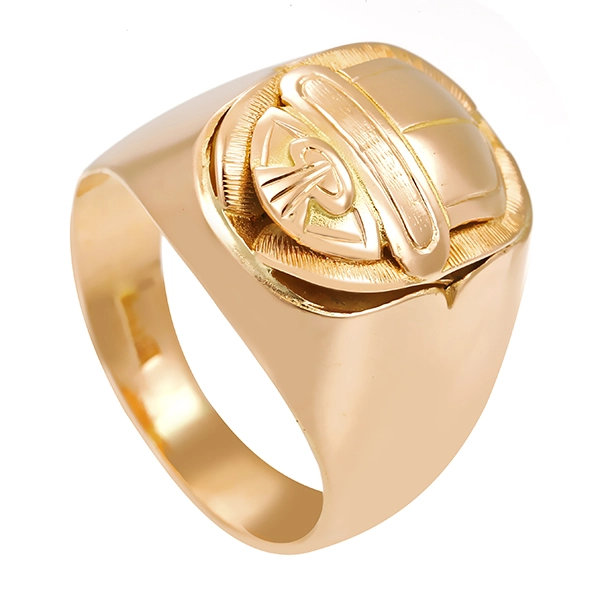 Herrenring, 18K, Gelbgold, Skarabaeus