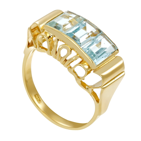 Ring, 14K, Gelbgold, Aquamarin