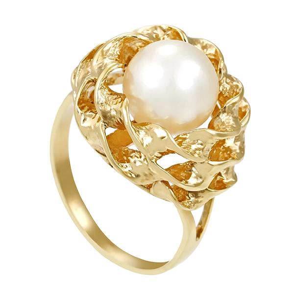 Ring, 14K, Gelbgold, Perle