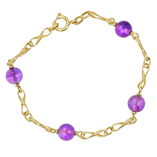 Armband, 14K, Gelbgold, Amethyst