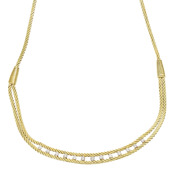 Collier, 14K, Gelbgold, Brillanten