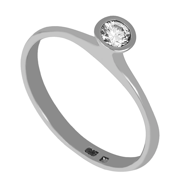 Diamantring, 14K, Weißgold, Brillant 0,15 ct