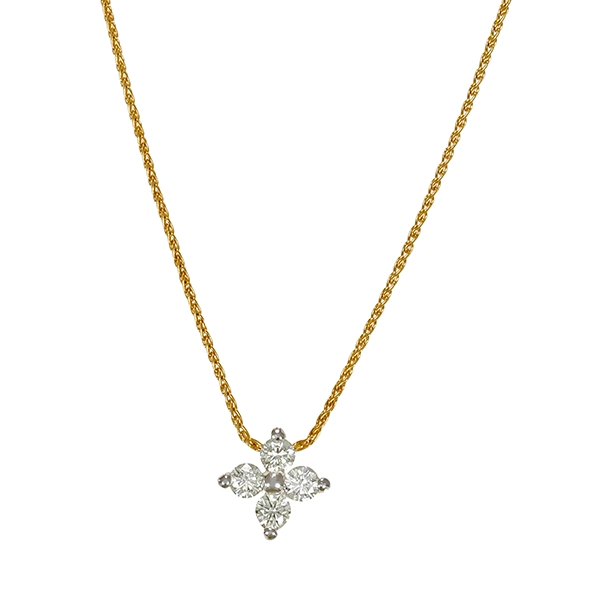 Collier, 14K, Gelb-/Weißgold, Brillanten 0,20 ct