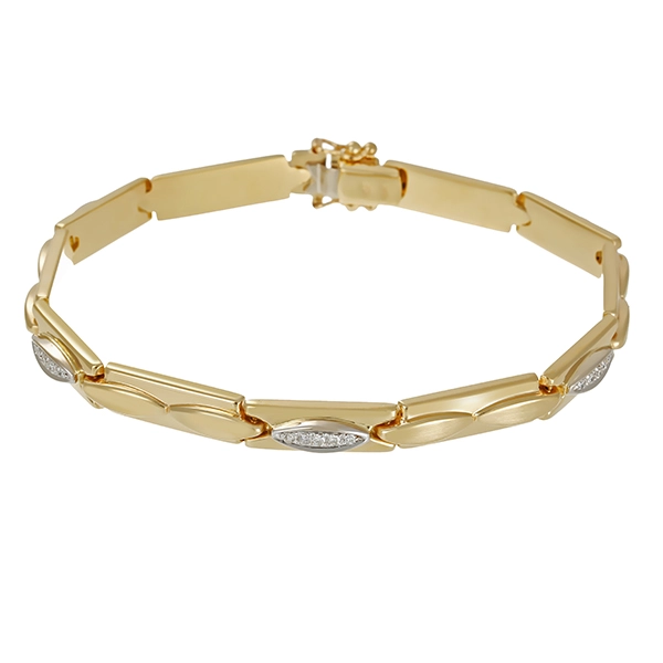 Armband, 14K, Gelb-/Weißgold, Diamanten 0,25 ct