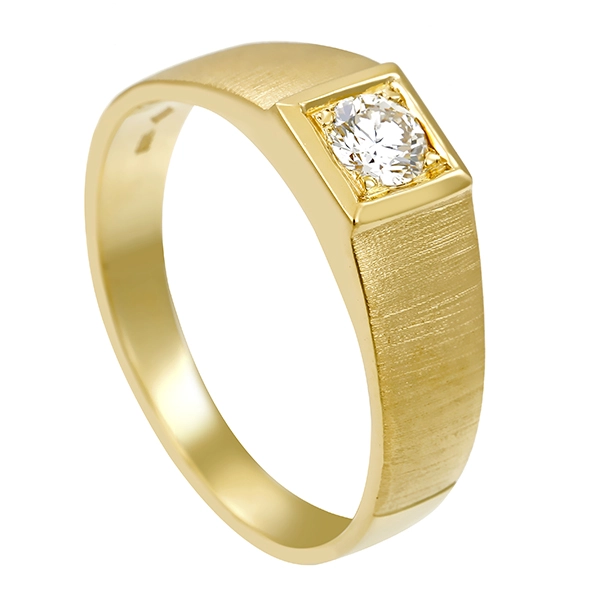 Herrenring, 14K, Gelbgold, Brillant