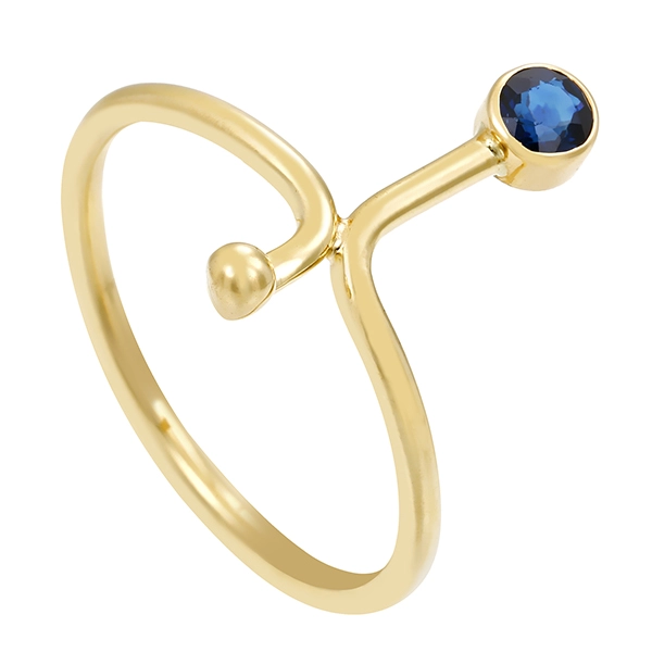 Ring, 14K, Gelbgold, Saphir