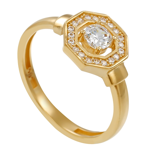 Ring, 14K, Gelbgold, Zirkonia