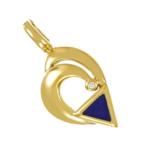 Anhänger, 14K, Gelbgold, Lapis, Brillant