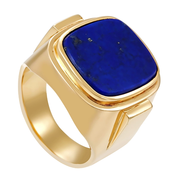 Herrenring, 14K, Gelbgold, Lapis